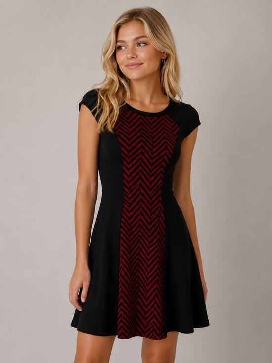 I.N. San Francisco Dresses & Skirts - I.N. San Francisco Chevron Colorblock Skater Dress Juniors 5 Y2K Night Out Dress